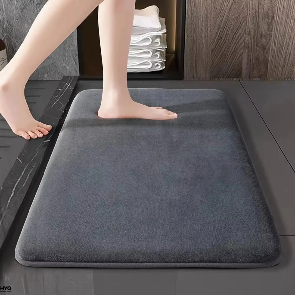 Bamboo Bath Mat - Rutschfeste Badematte Superabsorbierende Korallenvelours-Bodenmatte Rutschfester Teppich