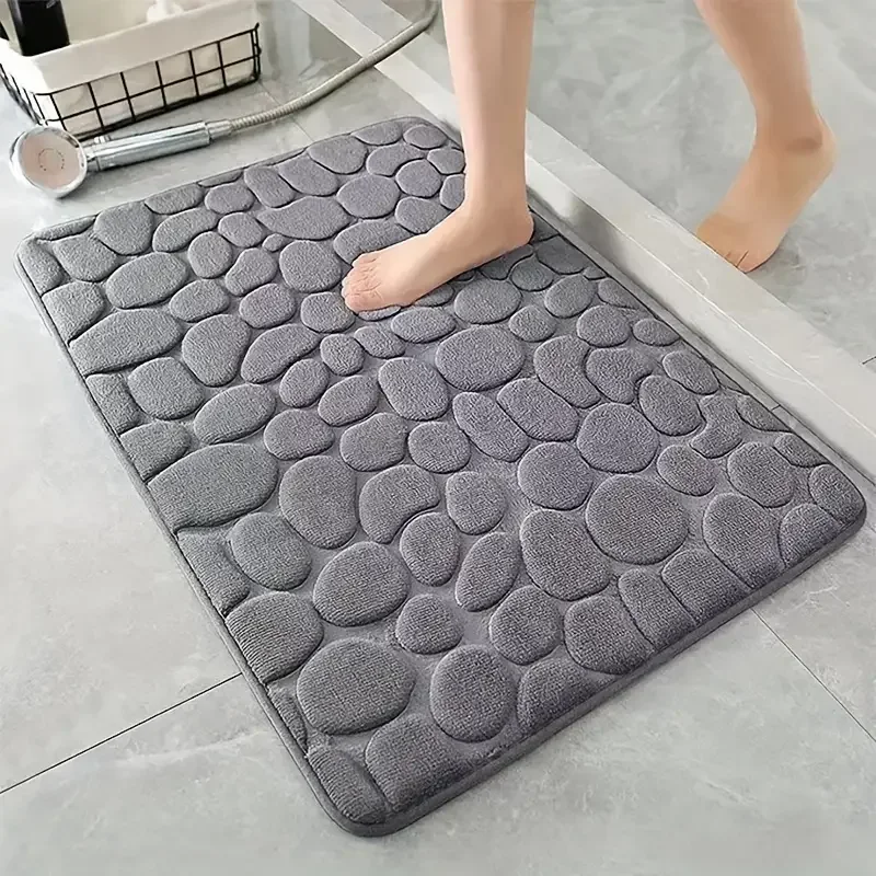 Bamboo Bath Mat - 3D rutschfeste Badezimmermatte, Kopfsteinpflaster, geprägte Badematten,