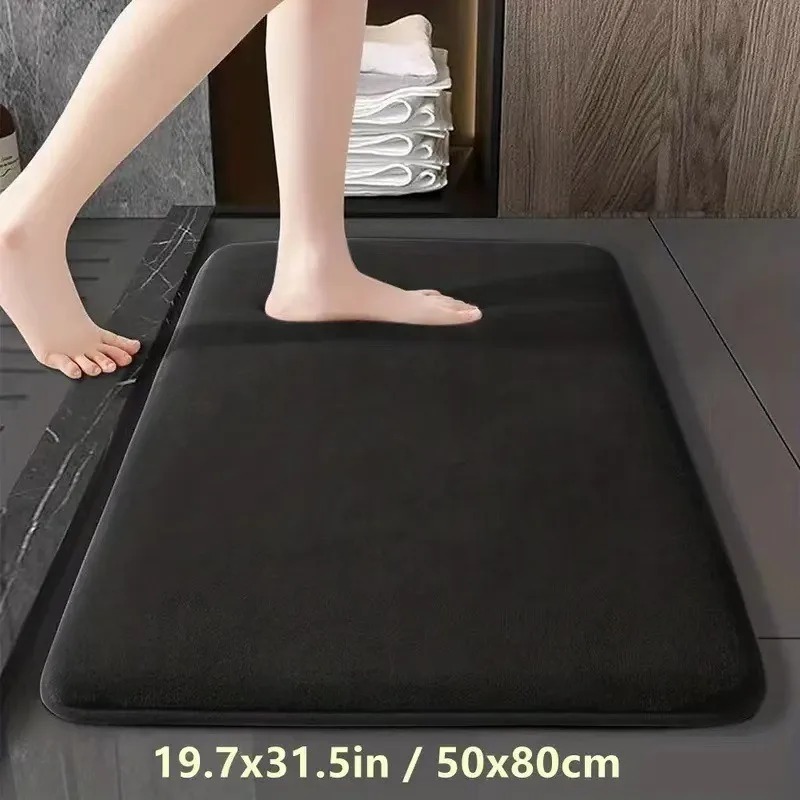 Bamboo Bath Mat - Saugfähige Bodenmatte, rutschfeste Badematte, rutschfest, Korallensamt,